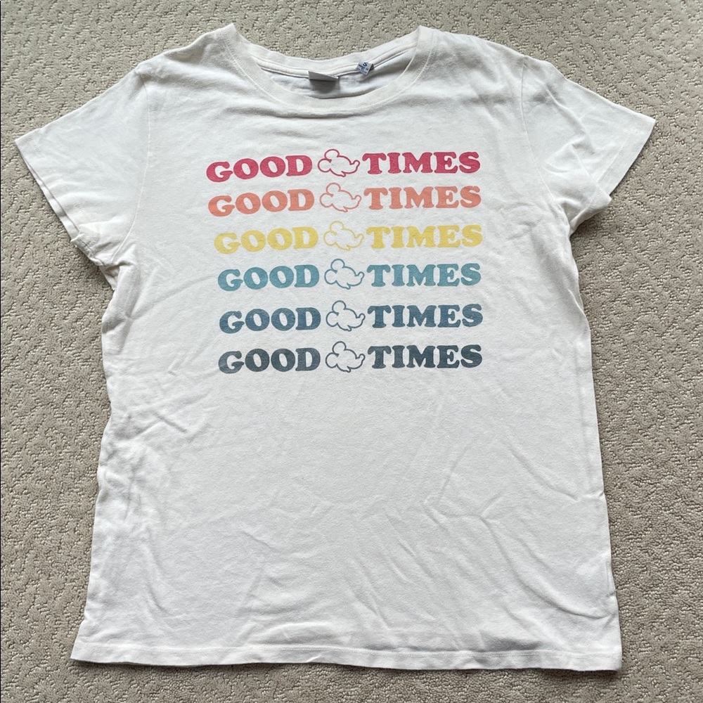 Junk Food Cream  'Good Times' Multicolor Graphic Tee Disney Mickey Mouse